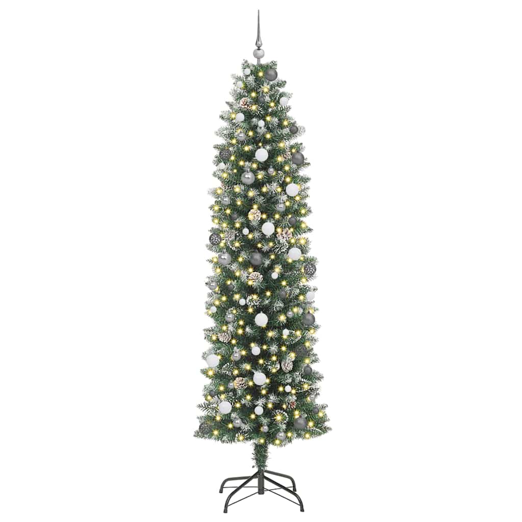 Künstlicher schlanker Weihnachtsbaum mit 300 LEDs Grün 240 cm