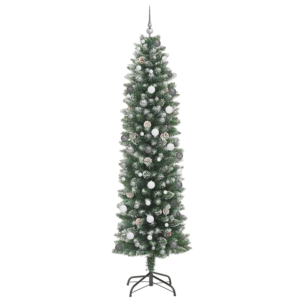 Künstlicher schlanker Weihnachtsbaum mit 300 LEDs Grün 240 cm