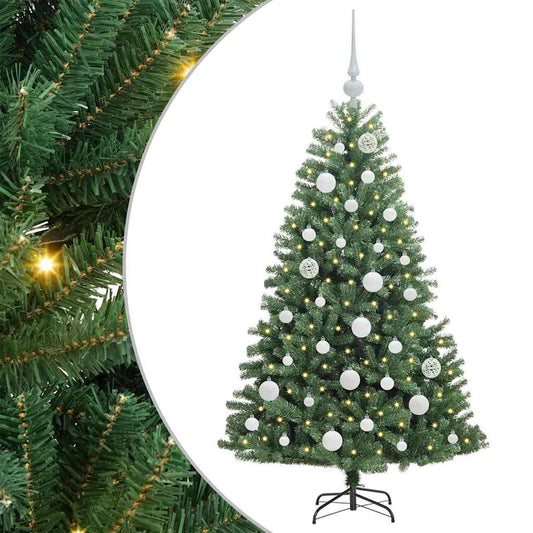 Künstlicher klappbarer Weihnachtsbaum mit 150 LEDs Grün 120 cm