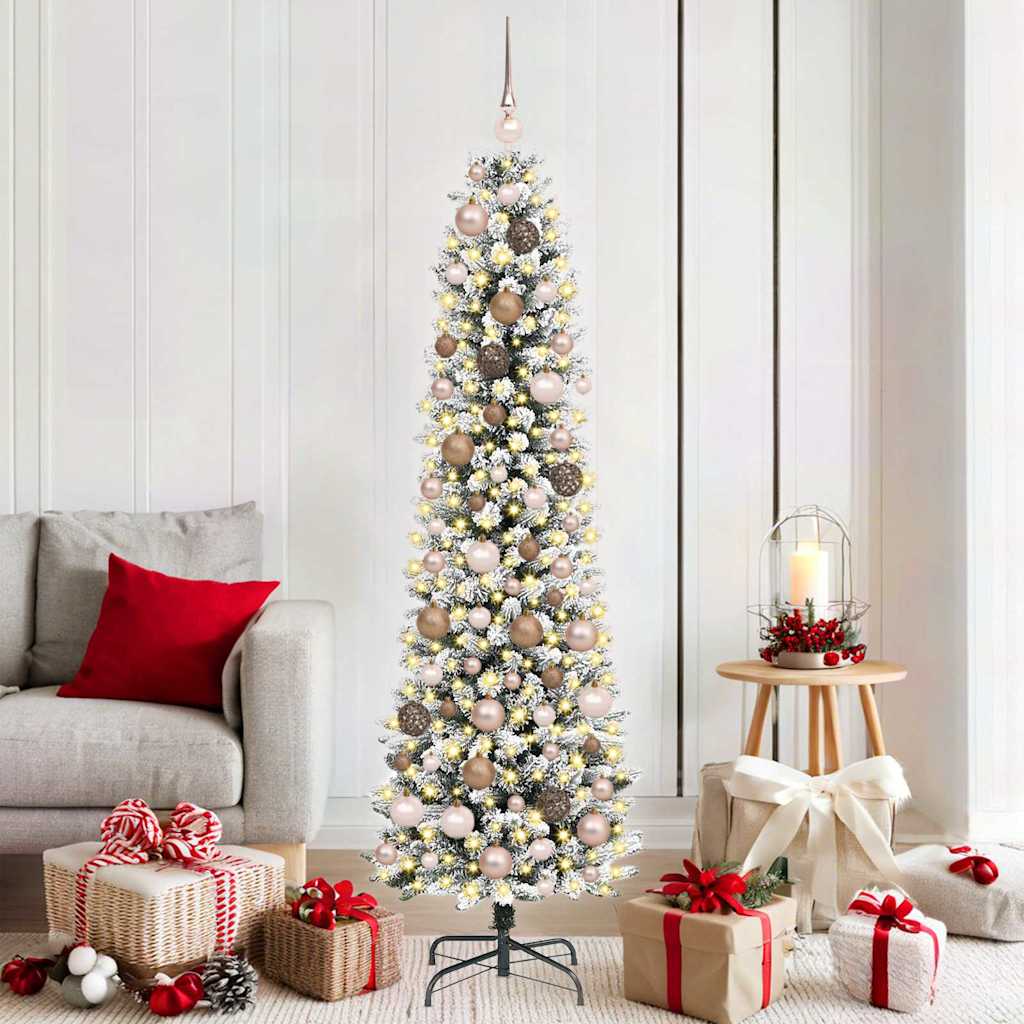 Künstlicher Weihnachtsbaum mit 300 LEDs mit Ständer Weiß 180 cm