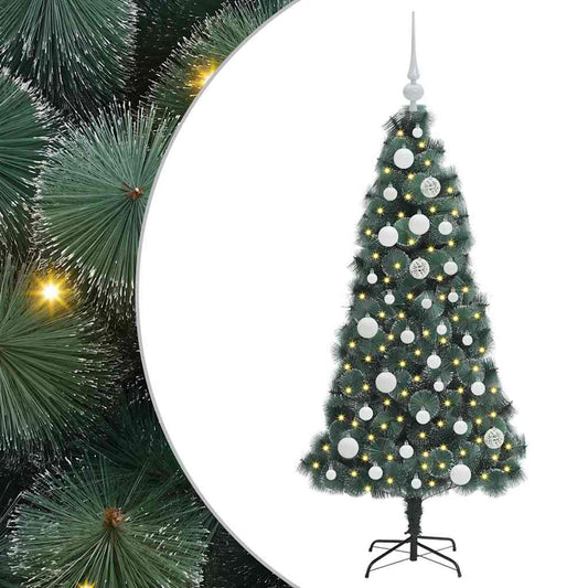 Künstlicher vorbeleuchteter Weihnachtsbaum mit Kugelset 120 cm
