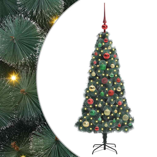 Künstlicher vorbeleuchteter Weihnachtsbaum mit Kugelset 120 cm