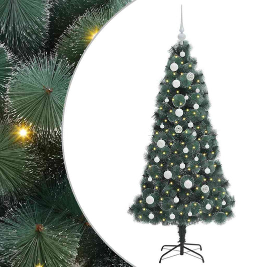 Künstlicher vorbeleuchteter Weihnachtsbaum mit Kugelset 150 cm