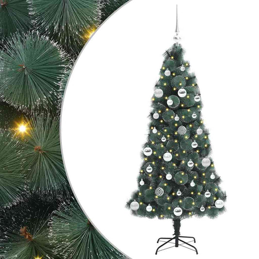 Künstlicher vorbeleuchteter Weihnachtsbaum mit Kugelset 150 cm