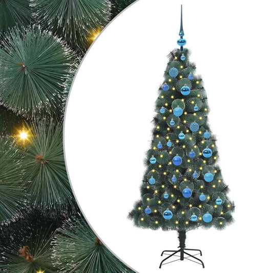 Künstlicher vorbeleuchteter Weihnachtsbaum mit Kugelset 150 cm