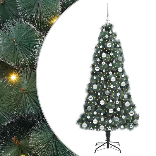 Künstlicher vorbeleuchteter Weihnachtsbaum mit Kugelset 180 cm