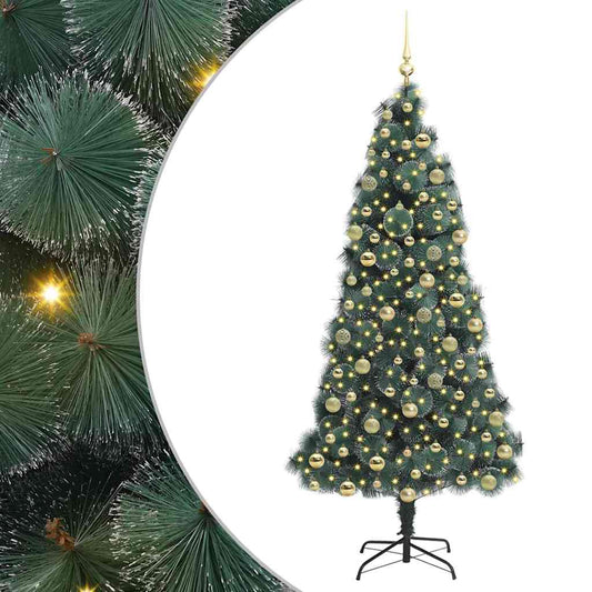 Künstlicher vorbeleuchteter Weihnachtsbaum mit Kugelset 210 cm