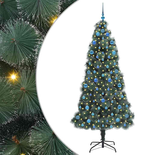 Künstlicher vorbeleuchteter Weihnachtsbaum mit Kugelset 210 cm