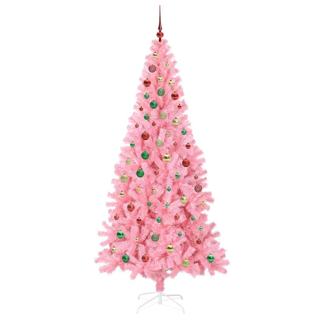 Weihnachtsbaum mit 300 LEDs mit Ständer Rosa 210 cm PVC