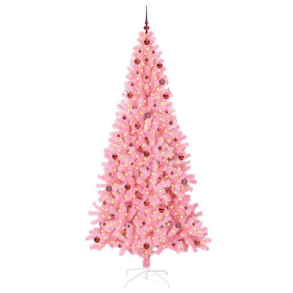 Weihnachtsbaum mit 300 LEDs mit Ständer Rosa 240 cm PVC