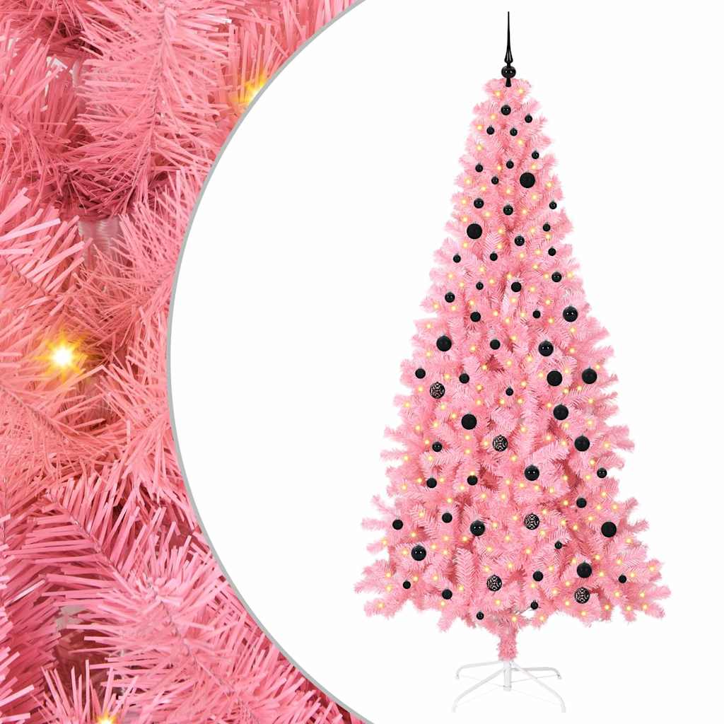 Weihnachtsbaum mit 300 LEDs mit Ständer Rosa 240 cm PVC