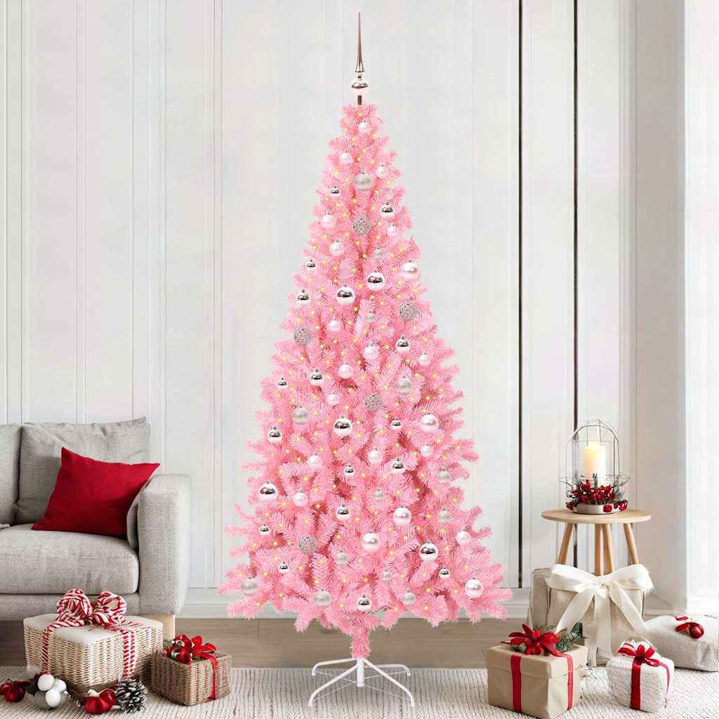 Weihnachtsbaum mit 300 LEDs mit Ständer Rosa 240 cm PVC