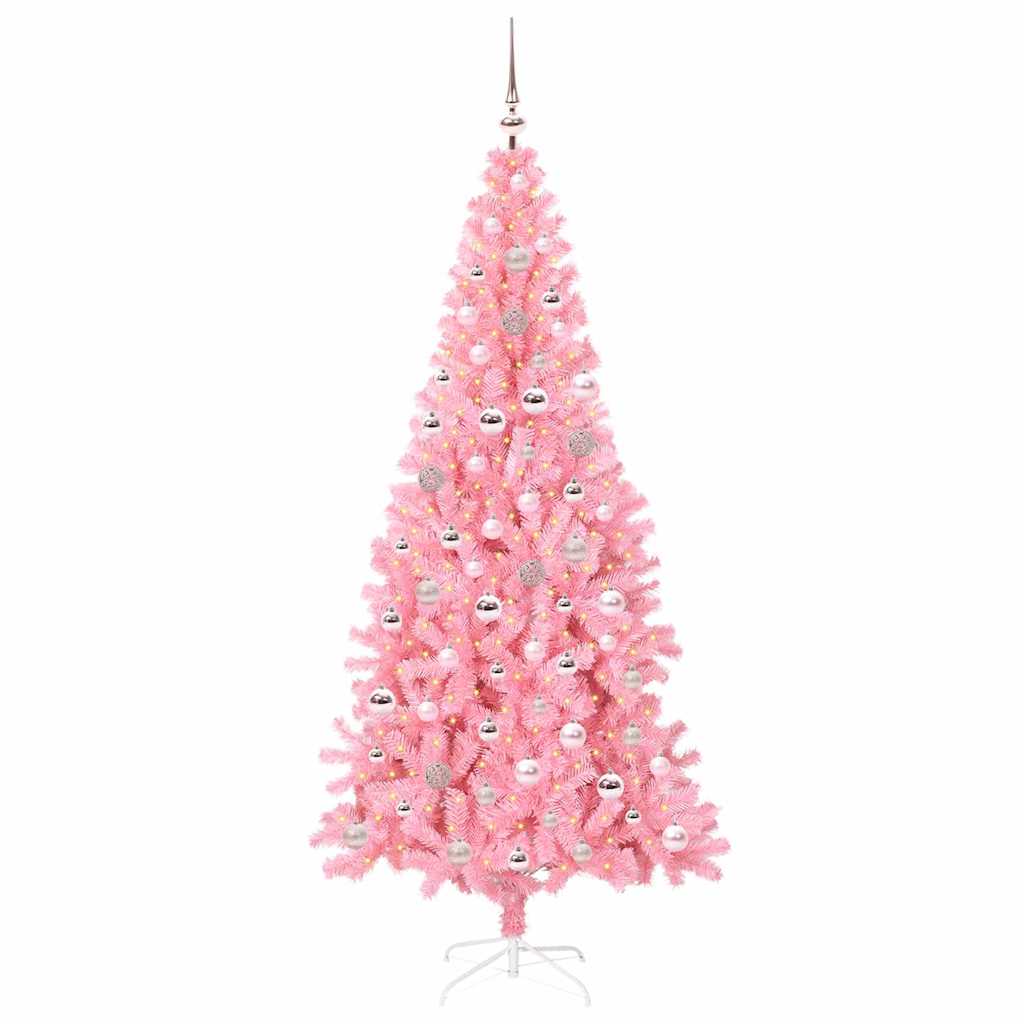 Weihnachtsbaum mit 300 LEDs mit Ständer Rosa 240 cm PVC