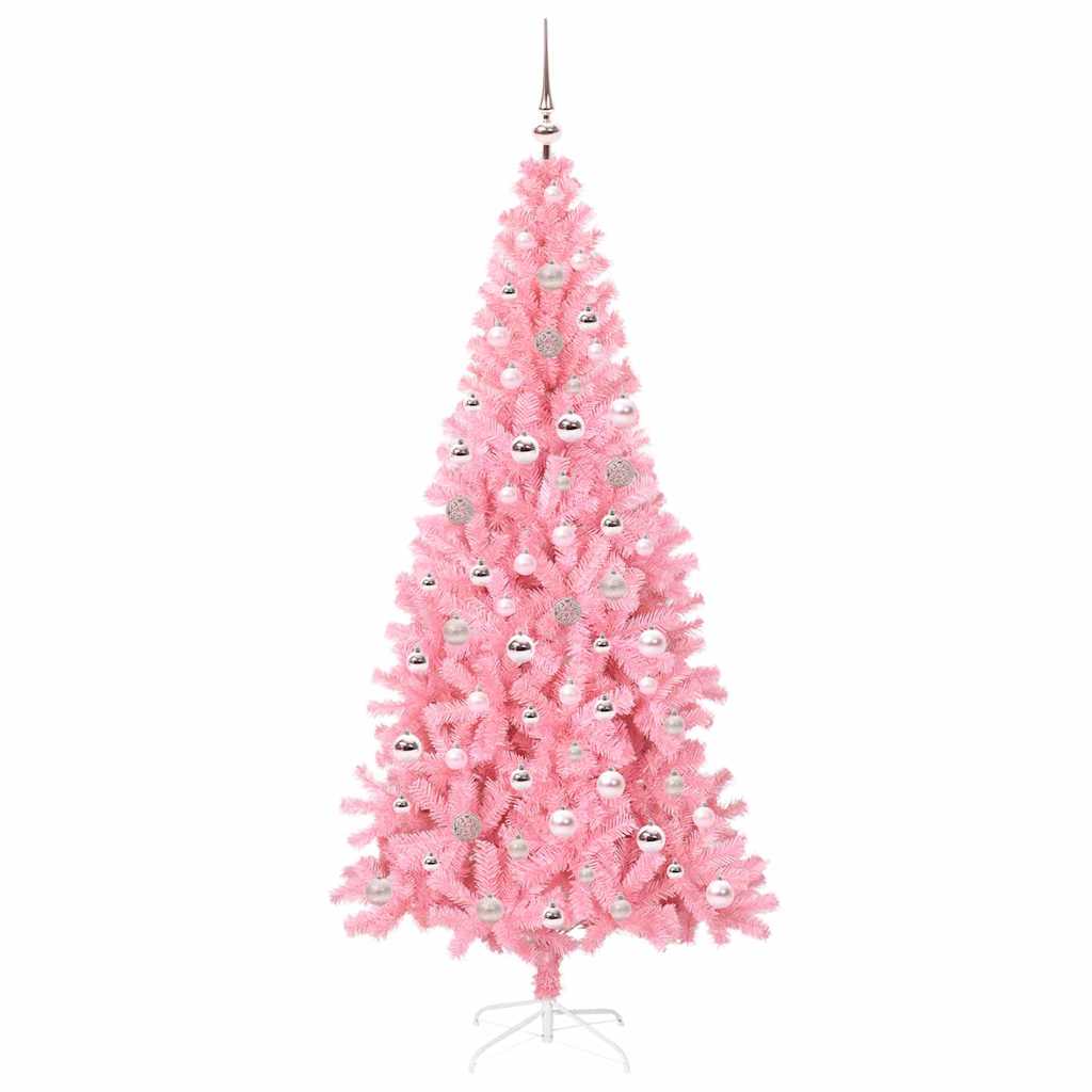 Weihnachtsbaum mit 300 LEDs mit Ständer Rosa 240 cm PVC