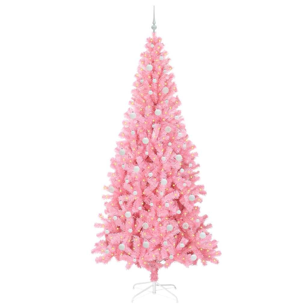 Weihnachtsbaum mit 300 LEDs mit Ständer Rosa 240 cm PVC