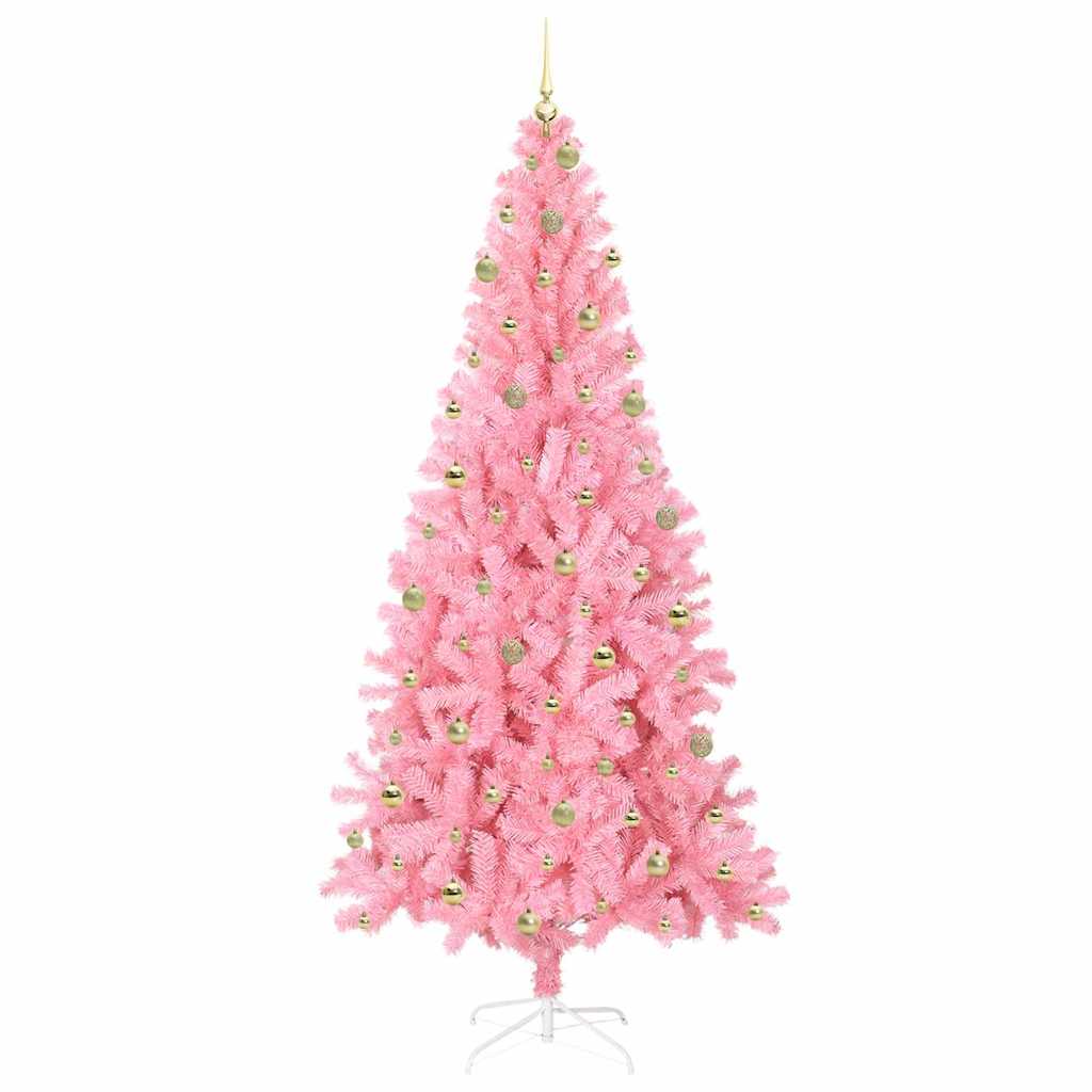 Weihnachtsbaum mit 300 LEDs mit Ständer Rosa 240 cm PVC