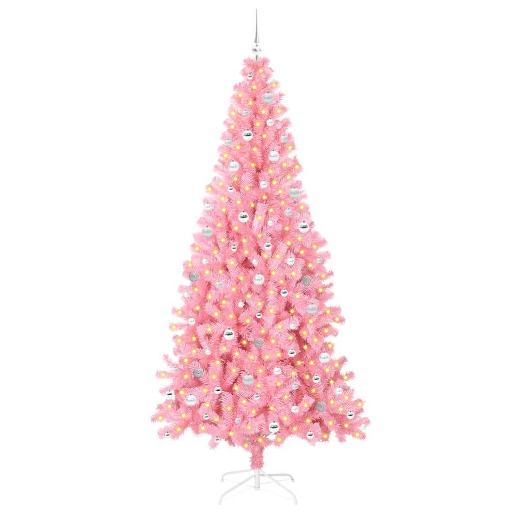 Weihnachtsbaum mit 300 LEDs mit Ständer Rosa 240 cm PVC