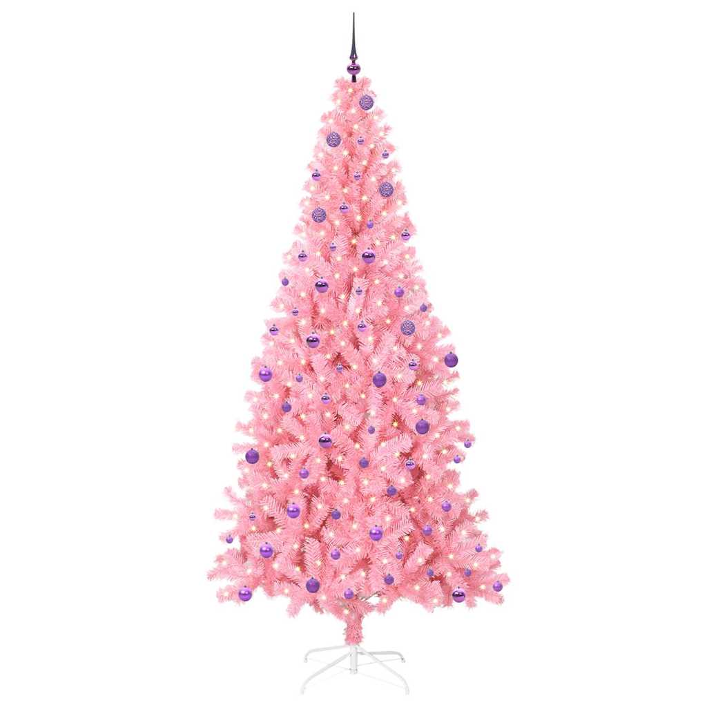 Weihnachtsbaum mit 300 LEDs mit Ständer Rosa 240 cm PVC