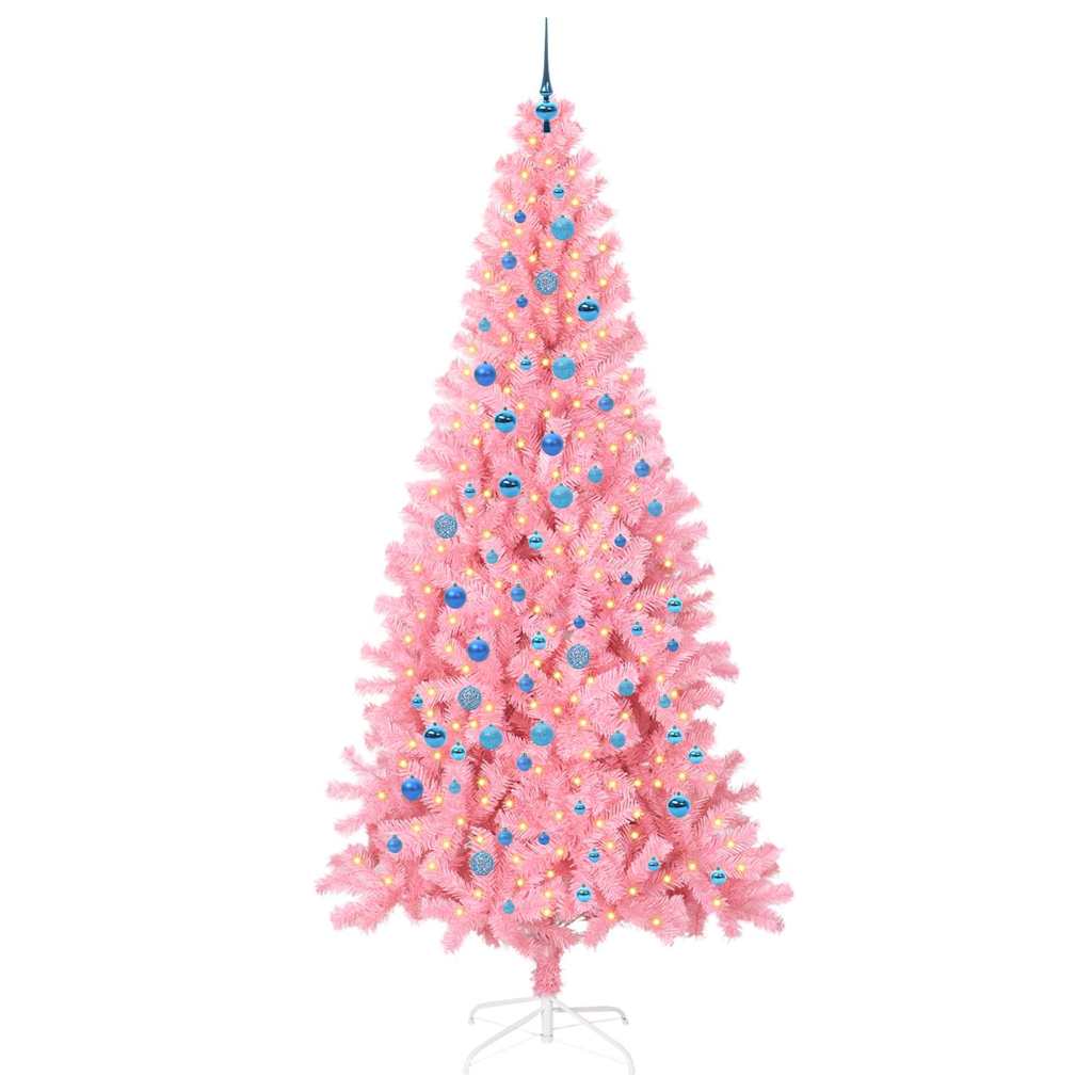 Weihnachtsbaum mit 300 LEDs mit Ständer Rosa 240 cm PVC