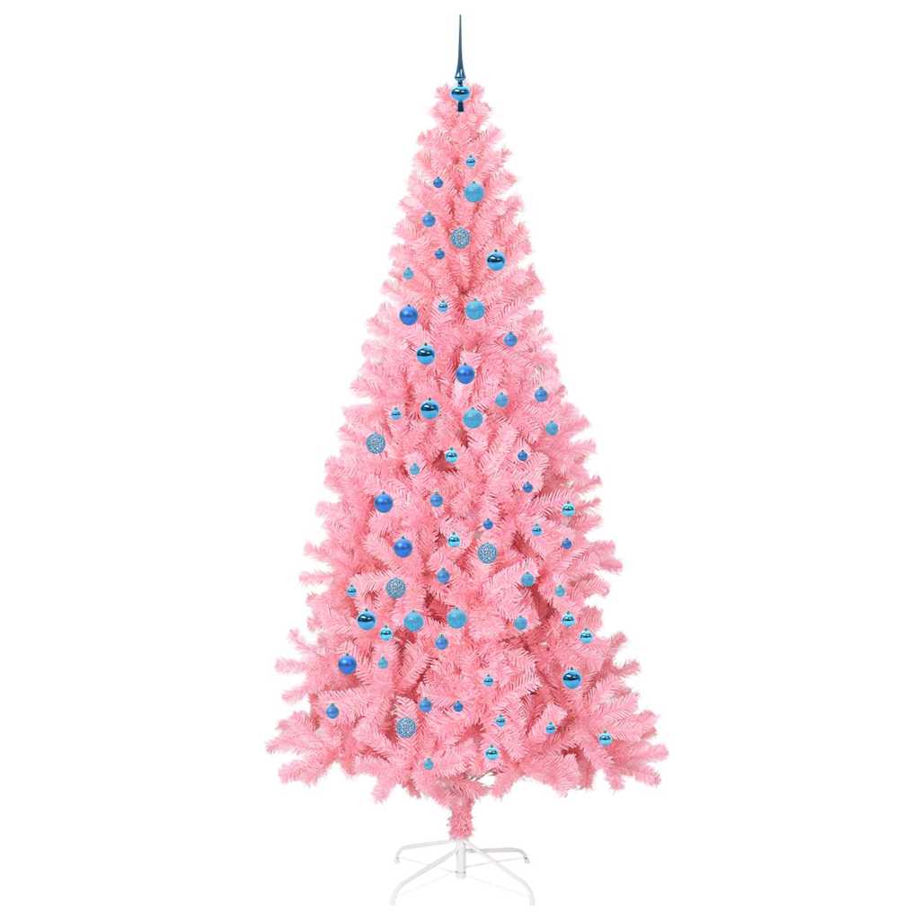 Weihnachtsbaum mit 300 LEDs mit Ständer Rosa 240 cm PVC