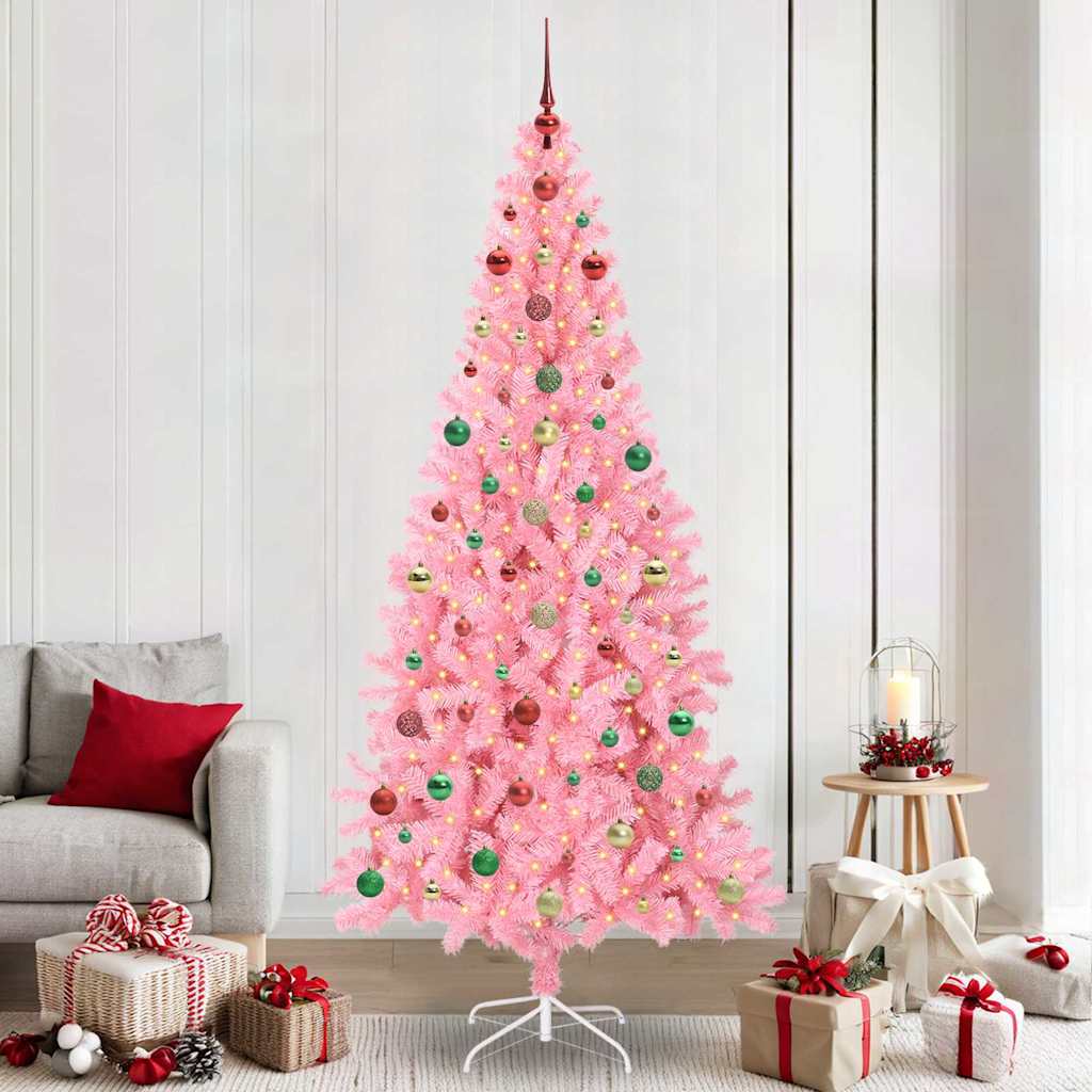 Weihnachtsbaum mit 300 LEDs mit Ständer Rosa 240 cm PVC