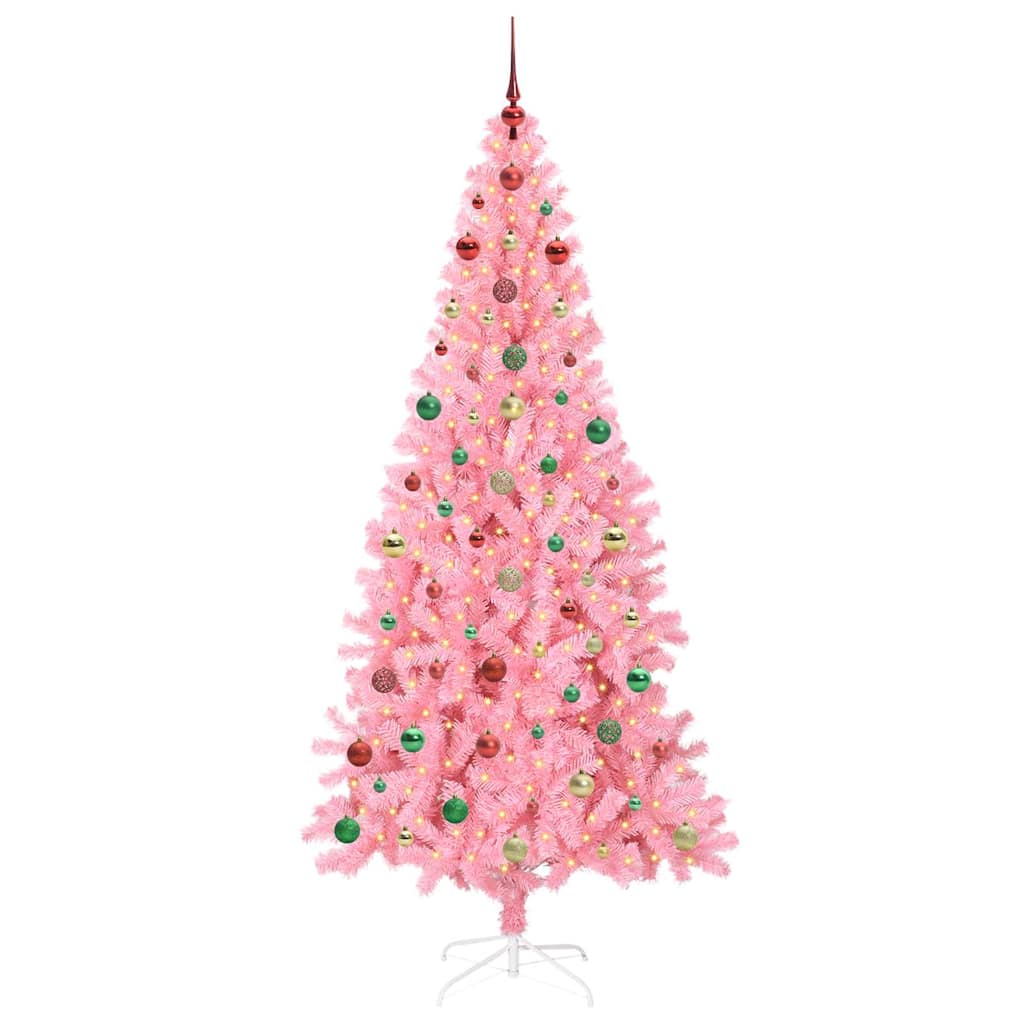 Weihnachtsbaum mit 300 LEDs mit Ständer Rosa 240 cm PVC