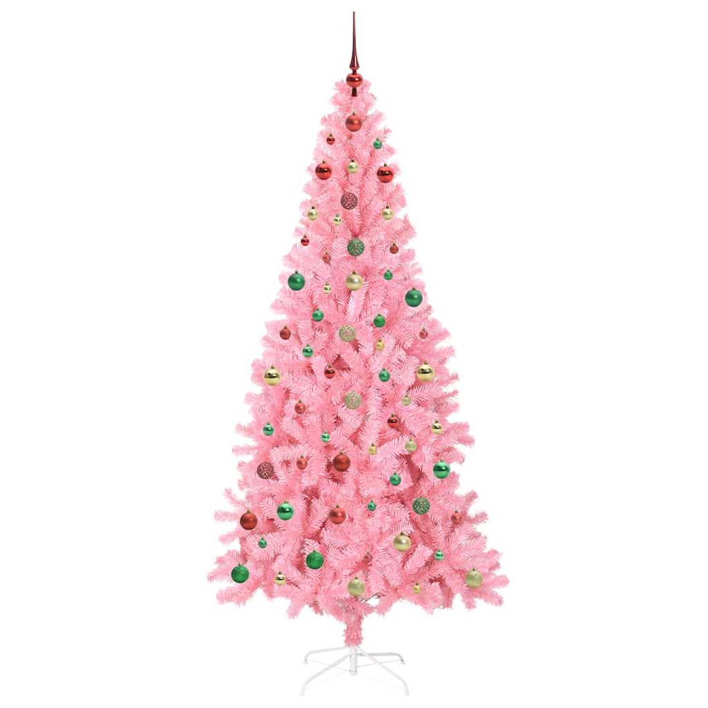 Weihnachtsbaum mit 300 LEDs mit Ständer Rosa 240 cm PVC