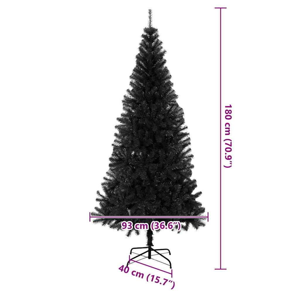 Weihnachtsbaum mit 300 LEDs mit Ständer Schwarz 180 cm PVC