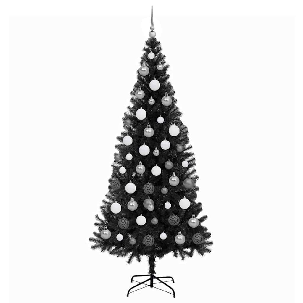 Weihnachtsbaum mit 300 LEDs mit Ständer Schwarz 180 cm PVC