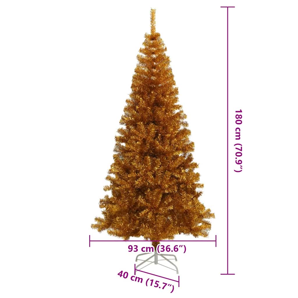 Weihnachtsbaum mit 300 LEDs mit Ständer Gold 180 cm PET