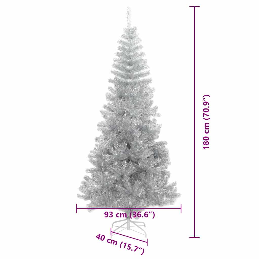 Weihnachtsbaum mit 300 LEDs mit Ständer Silber 180 cm PET