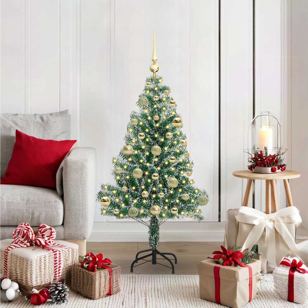 Künstlicher Weihnachtsbaum beschneit mit LED Licht 120 cm