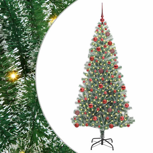 Künstlicher Weihnachtsbaum beschneit mit LED Licht 180 cm