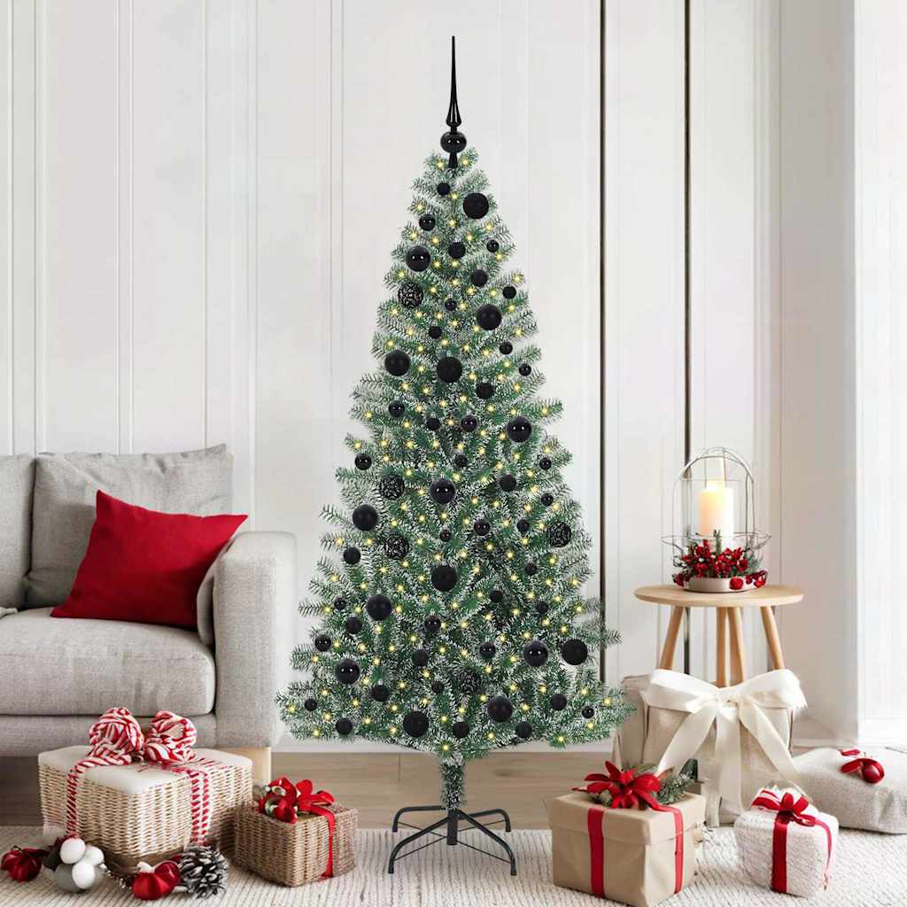 Künstlicher Weihnachtsbaum beschneit mit LED Licht 180 cm