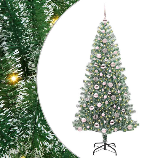 Künstlicher Weihnachtsbaum beschneit mit LED Licht 180 cm