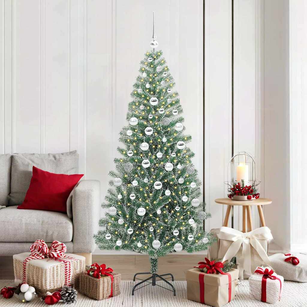 Künstlicher Weihnachtsbaum beschneit mit LED Licht 180 cm