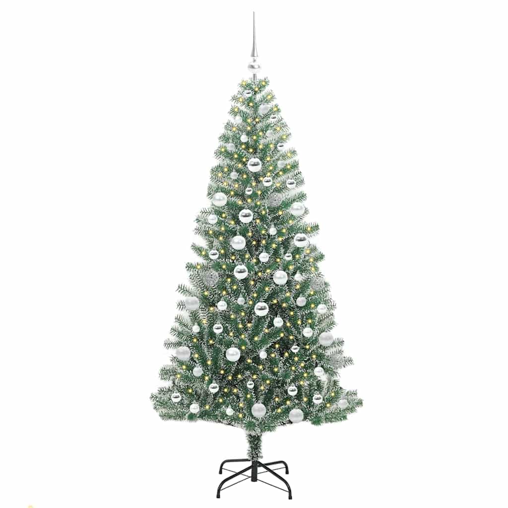 Künstlicher Weihnachtsbaum beschneit mit LED Licht 180 cm