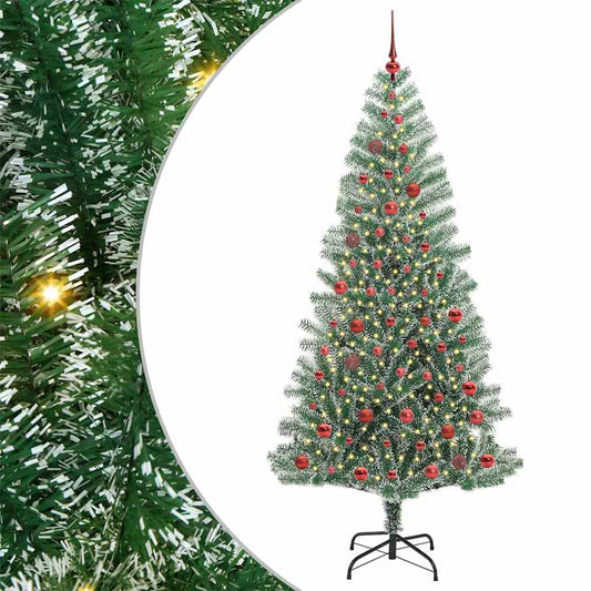 Künstlicher Weihnachtsbaum beschneit mit LED Licht 210 cm