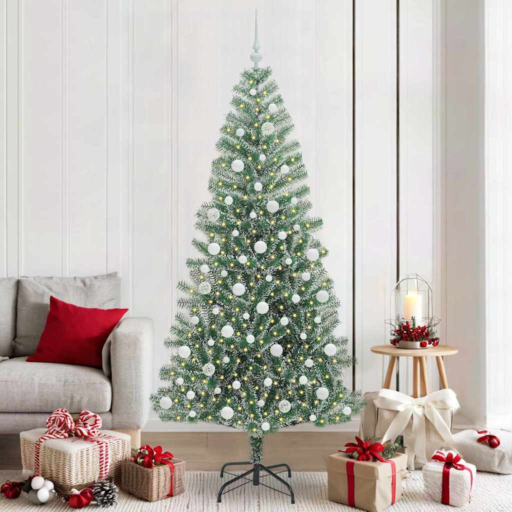 Künstlicher Weihnachtsbaum beschneit mit LED Licht 210 cm