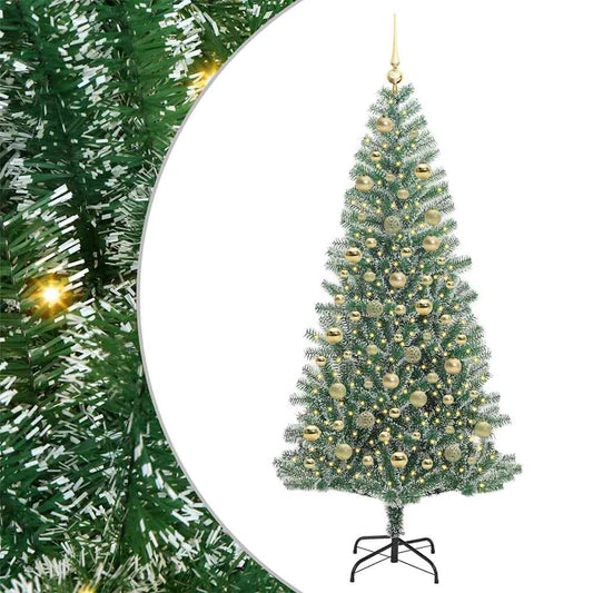 Künstlicher Weihnachtsbaum beschneit mit LED Licht 210 cm