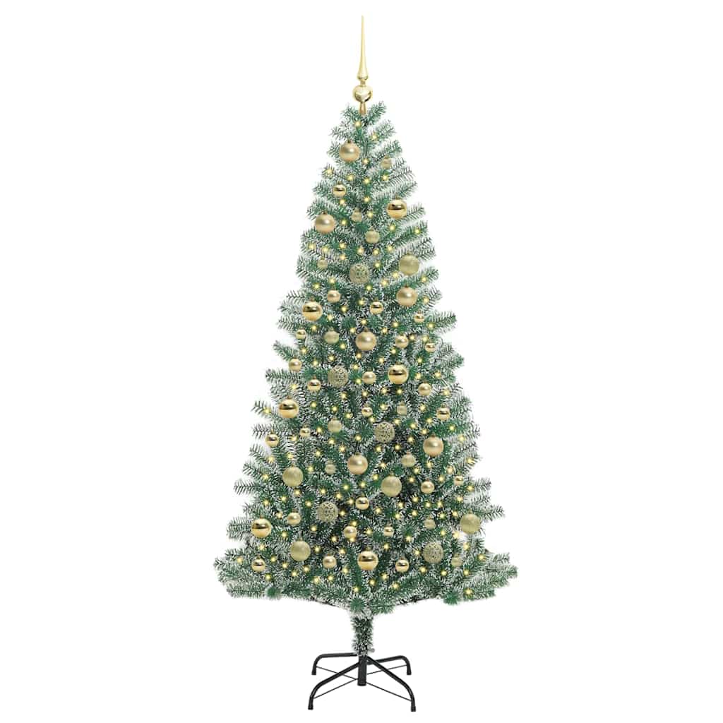 Künstlicher Weihnachtsbaum beschneit mit LED Licht 210 cm