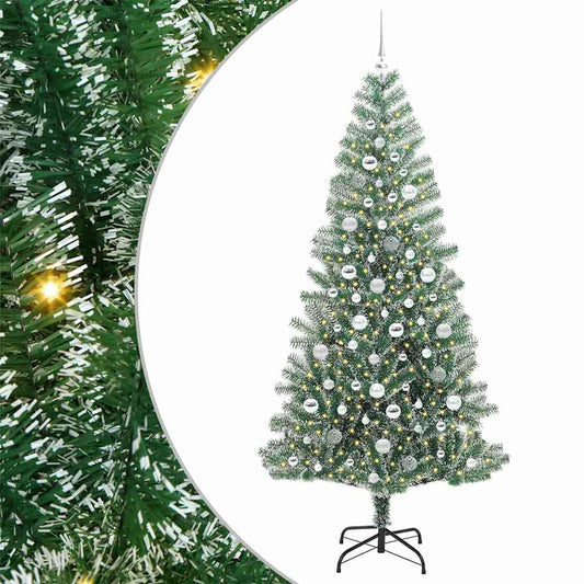 Künstlicher Weihnachtsbaum beschneit mit LED Licht 210 cm