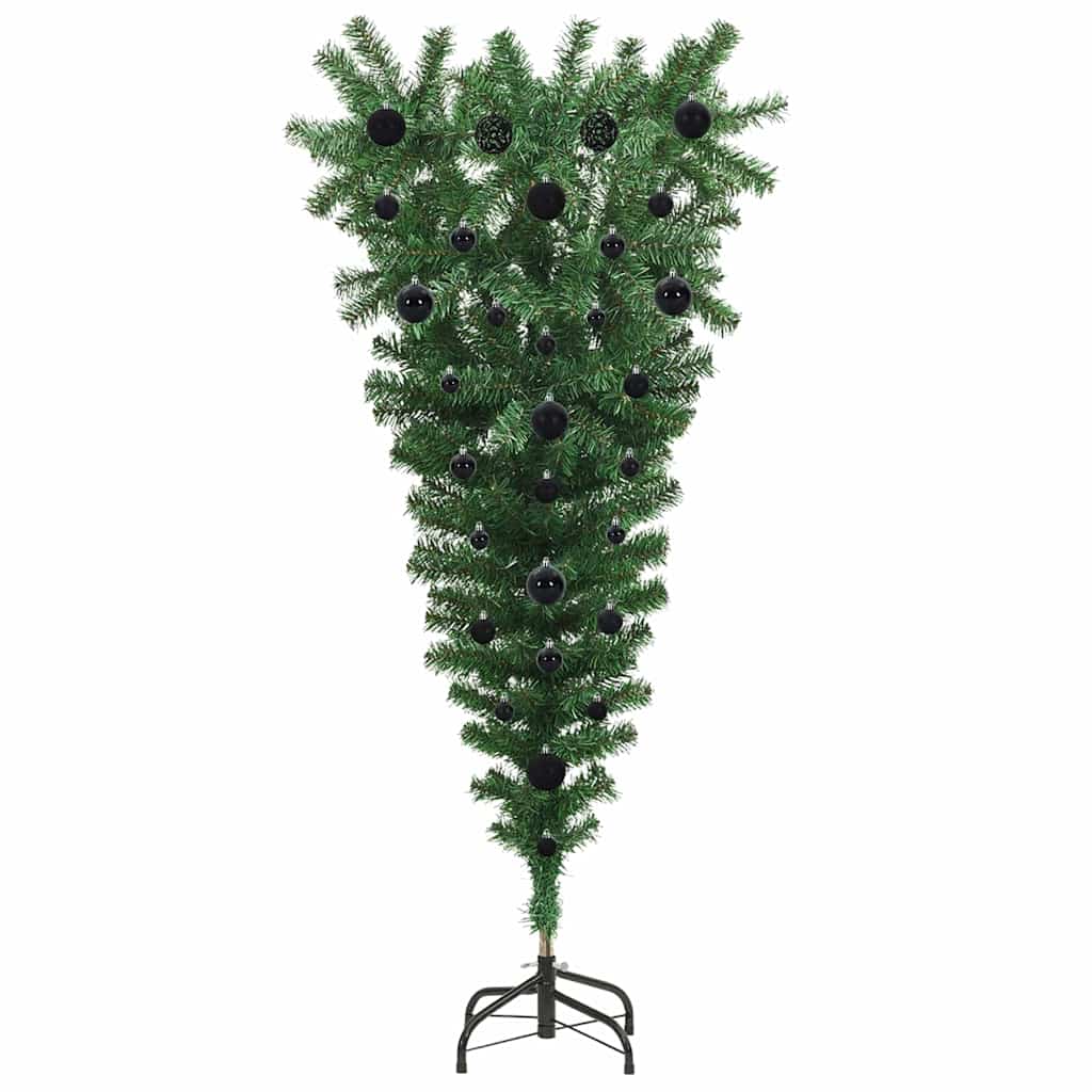 Umgedrehter künstlicher vorbeleuchteter Weihnachtsbaum mit Ball-Set