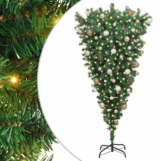 Umgedrehter künstlicher vorbeleuchteter Weihnachtsbaum mit Ball-Set