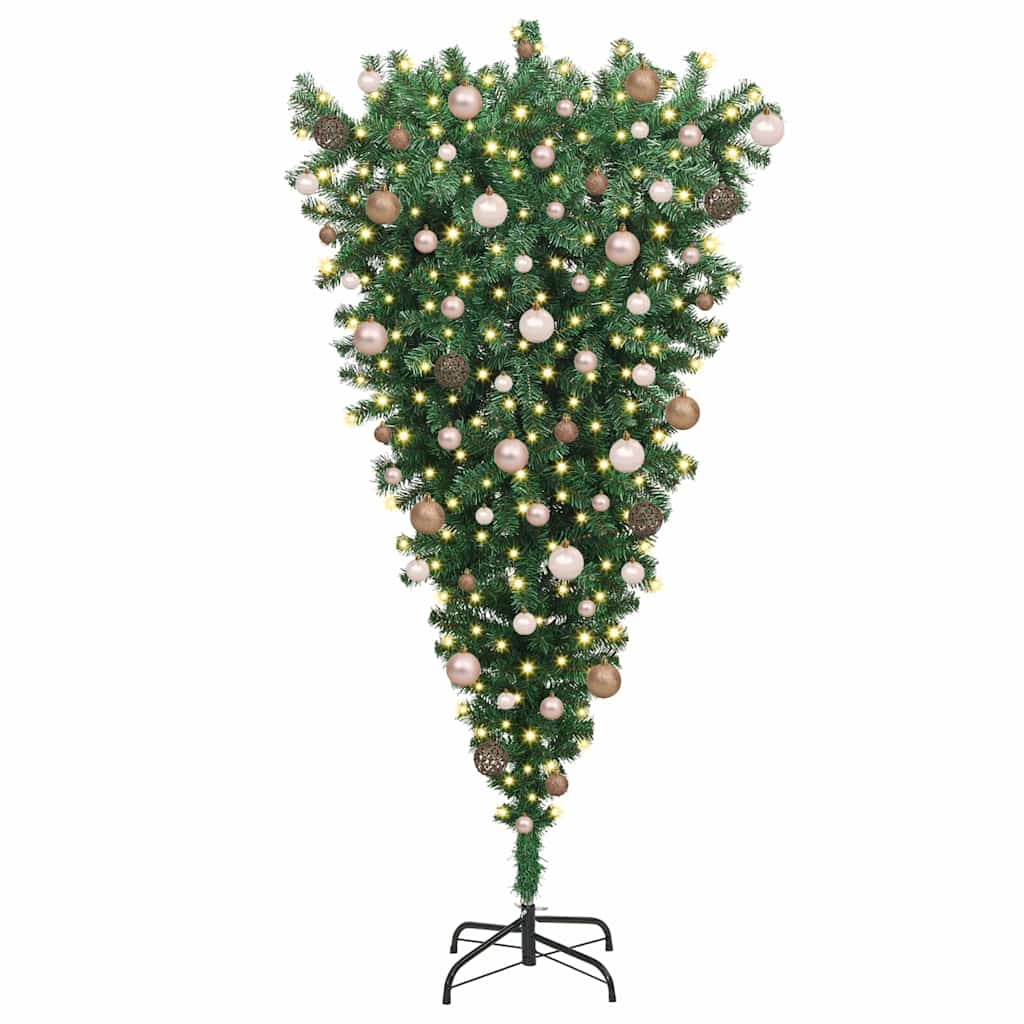 Umgedrehter künstlicher vorbeleuchteter Weihnachtsbaum mit Ball-Set