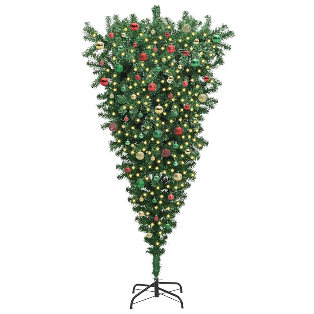 Umgedrehter Kunst Weihnachtsbaum mit Kugelset Grün 180 cm PVC