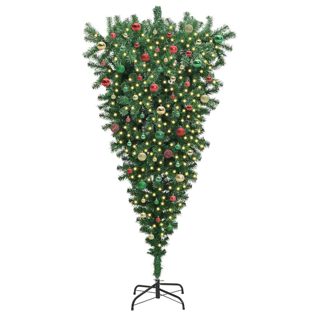 Umgedrehter Kunst Weihnachtsbaum mit Kugelset Grün 180 cm PVC