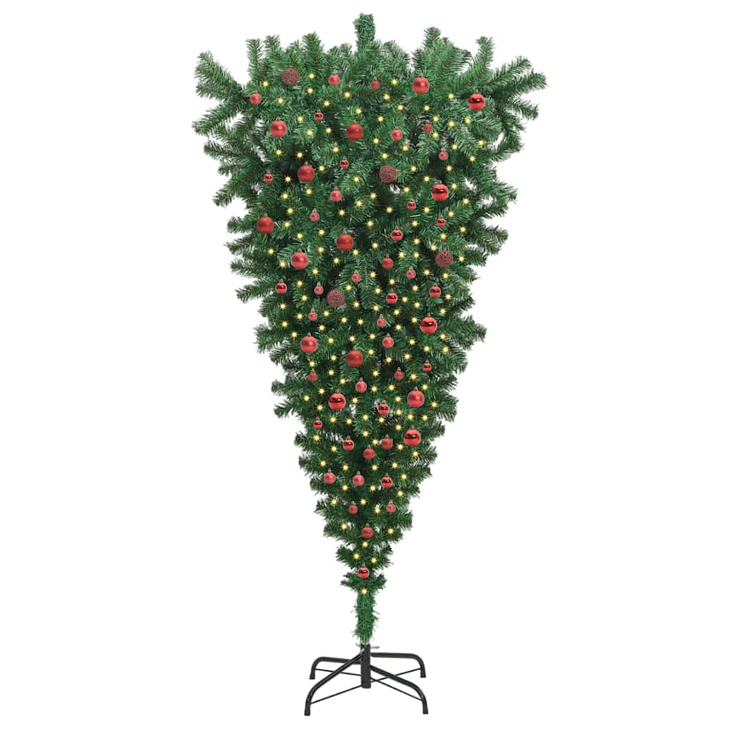 Umgedrehter künstlicher vorbeleuchteter Weihnachtsbaum mit Ball-Set
