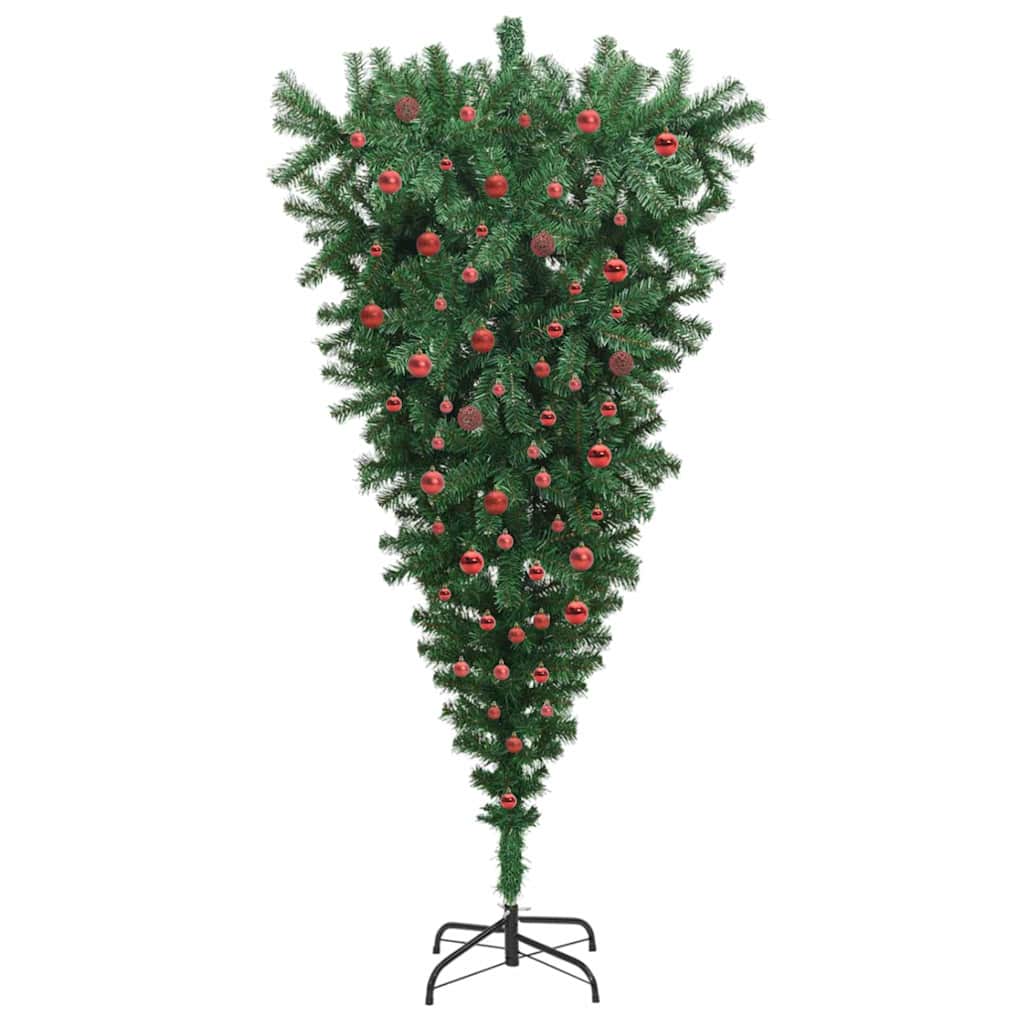 Umgedrehter künstlicher vorbeleuchteter Weihnachtsbaum mit Ball-Set