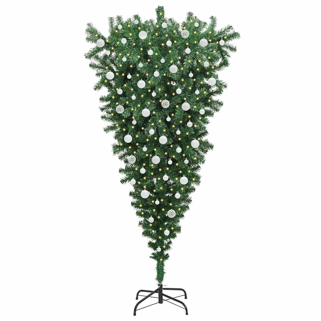 Umgedrehter künstlicher, beleuchteter Weihnachtsbaum mit Kugel-Set